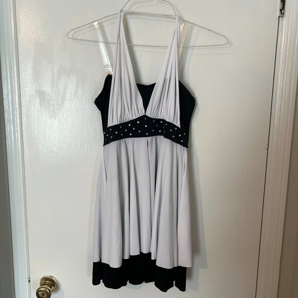 Designs for Dance Adult Small Style# 84830 Black and White Halter Dance Costume - Picture 2 of 8